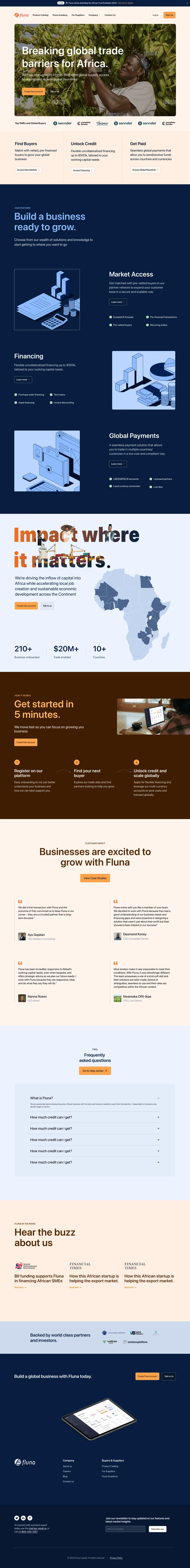 Fluna marketing website preview